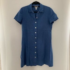 Vintage Talbots petite blue button up linen dress
